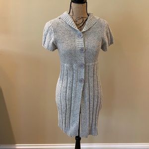 Long short sleeved woven cardigan
